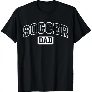 Men's Natural Pure Cotton Soft Round Neck Short-Sleeve Graphic T-Shirt - Menswear, Funny Soccer Dad Athletic Lettering Top, Casual Fitness Streetwear, Fathers Day Gift for Coaches, Graphic T Shirts
