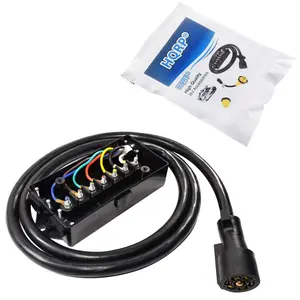 7-Way RV Trailer Camper Truck Plug Cord w/ 7-Pole Wiring Junction Box / 7-Pin Inline Harness Cable Blade Wire Connector Towing Wiring Connect Kit - 6ft, Weatherproof and Corrosion Resistant