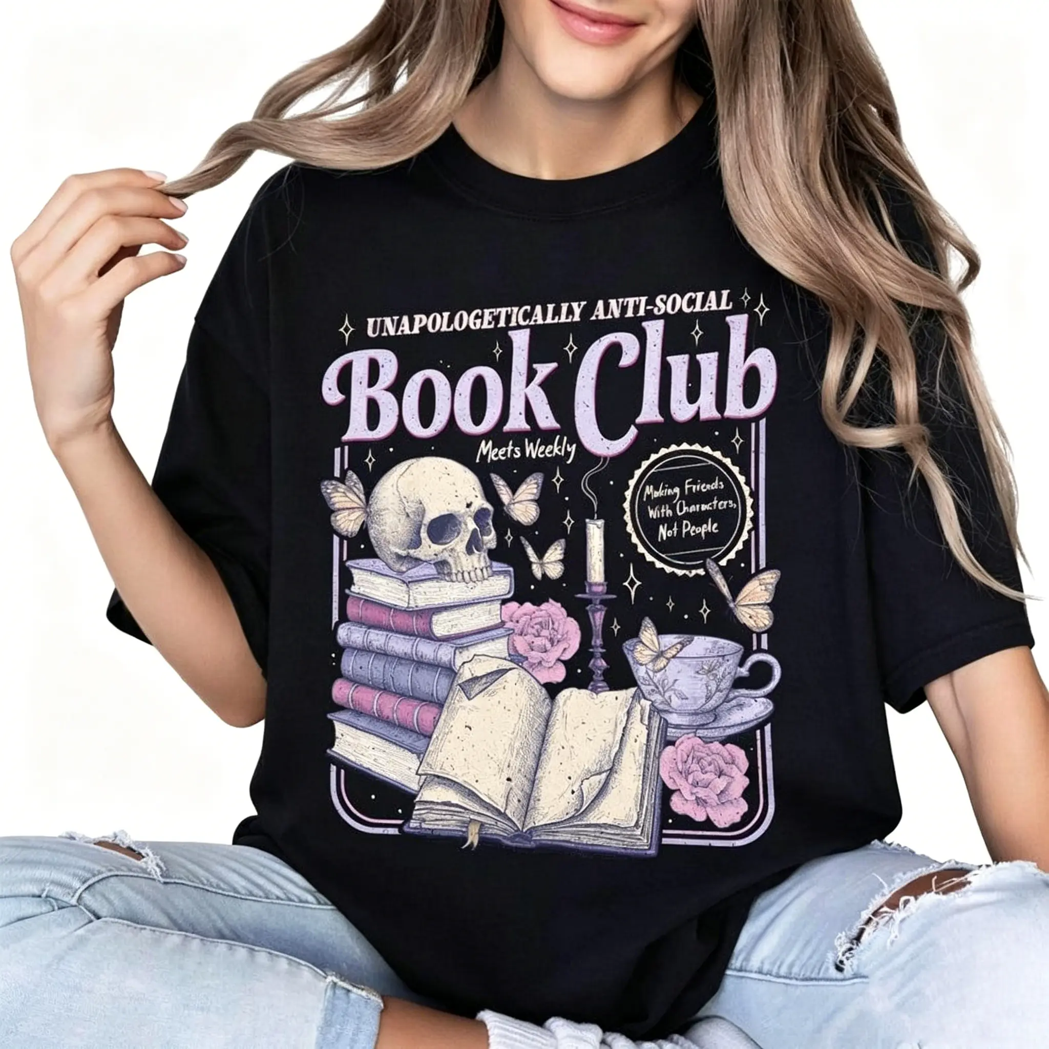 Anti Social Book Club Shirt Comfort Colors, Romance Reader Tshirt, Anti Social Reader, Introverted Reader Tee, Bookish Shirt
