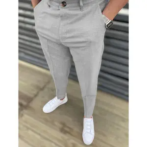 Classic Design Formal Pants, Men's Formal Solid Color Slightly Stretchy Elegant Formal Pants for Spring and Summer Business Banquets and Dinners, Old Money Style