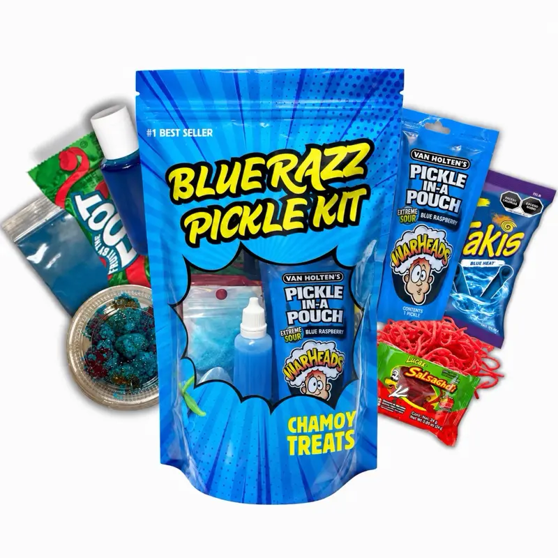 BLUE RAZZ PICKLE KIT WITH 2oz GUSHERS - TAKIS