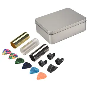 Guitar Slide Set Of 1 Glass Slide, 1 Steel Slide and 1 Brass Guitar Slide, 6 Pcs Guitar Picks and 4 Finger Picks