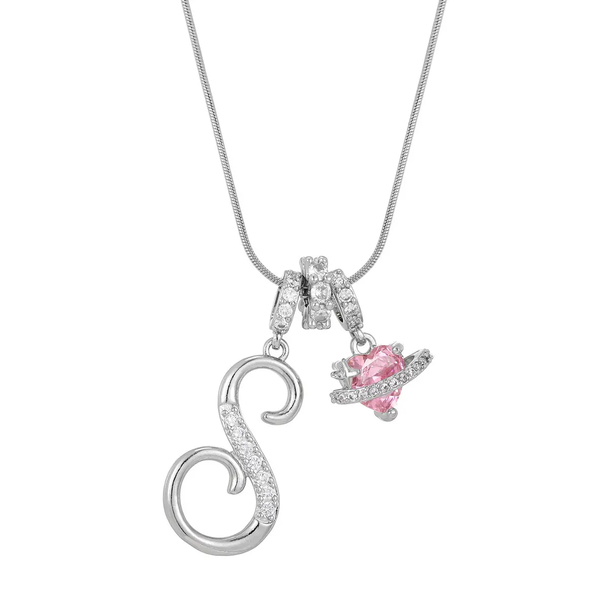 Silver S (Pendant -Snake Bone Chain)