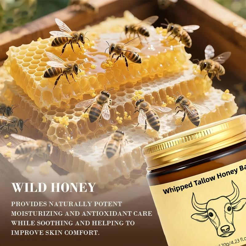 Lopeie Whipped Grass-Fed Beef Tallow Honey Balm - 4 Oz,Moisturizing Cream for Soft, Smooth Skin - Handmade All-Natural Moisturizer - Lavender