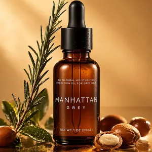 Manhattan Grey Hydration Oil - Lightweight Haircare Oil for Daily Hydration & Moisturizing with Sunflower & Natural Oils - Vegan Formula for Finer Grey Hair