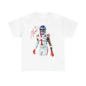 Malik Nabers Signature Football T-Shirt | Ideal for Game Day and Everyday Casual Wear, Unisex Design