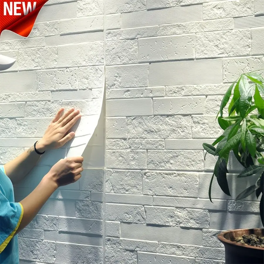30pcs Realistic 3D Brick Wallpaper, Strong Adhesive Back, Peel & Stick, DIY Installation, Removable, Modern Farmhouse Style, Kitchen, Bathroom, Living Room, Bedroom