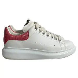 Pre-owned Alexander McQueen Alexander Mcqueen Oversize Crocodile-Embossed Sneakers in White Leather by Rebag