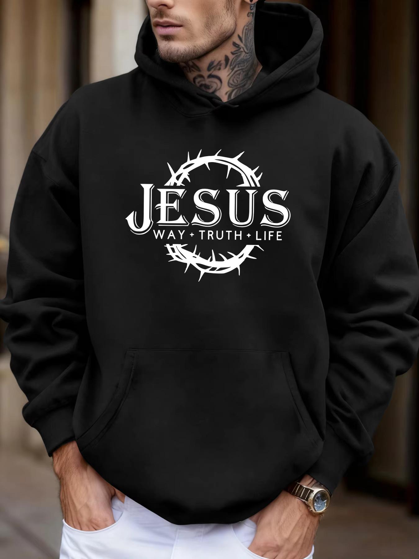 Christian Jesus Way Truth Life Hoodie, Faith Graphic Pullover Religious Streetwear Unisex Cozy Sweatshirt Inspirational Gift for Believers