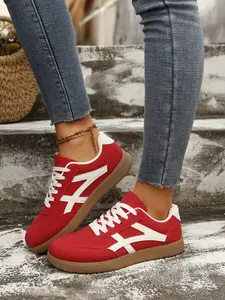 Women's Thick Sole Korean Style Training Shoes, Versatile Sneakers, Spring & Fall New Colorblock Trainers, Student Sports Casual Shoes, Walking Shoes