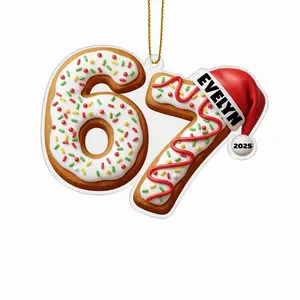 Personalized Name Six Seven Acrylic Ornament, Cute Gen Alpha 6 7 Christmas Decoration Keepsake Hanging