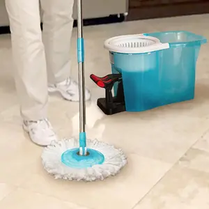 Hurricane Spin Mop and Bucket - Machine Washable 360 Rotating Round Microfiber Mop Head, Floor Cleaning Tool Kit for Home Office, Bathroom or Kitchen