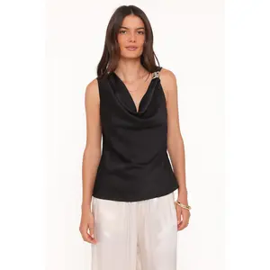 Serena Cowl Neck Top - Black
