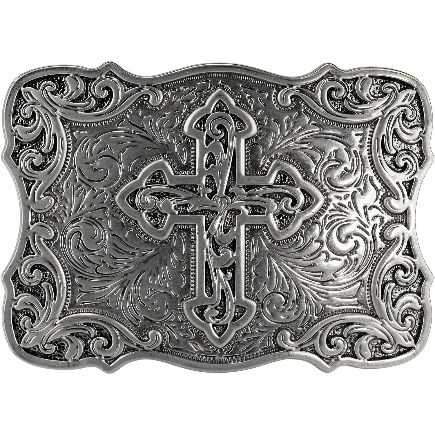 Antique Silver Replacement Belt Buckle - Vintage Celtic Cross Ethnic Pattern (Cross Represents Judgment and Hope), Unisex Vintage Waist Accessory, Fits 1.5in Belts for Jeans, Halloween, 1.5 Inch Belt