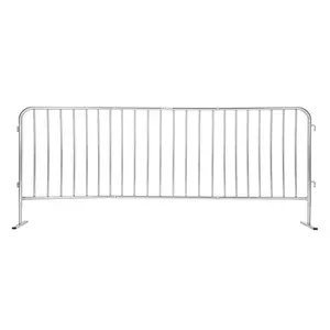 Heavy Duty Galvanized Steel Interlinked Safety Barricade – Removable Flat Feet, Portable, Weather Resistant Barrier for Crowd Control, Events, Construction, Facility Security – 8.5FT,