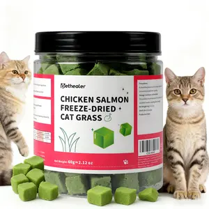 Freeze Dried Cat Grass Treats - Natural Dental Chew Sticks for Teeth Cleaning,Hairball Removal & Digestion, Crunchy Cat Snack (60g) cat grass treat hairball control snack stick hair ball oral health