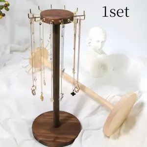 Wooden Jewelry Display Stand without Jewelry, 1 Count Vintage Jewelry Storage Rack, Creative Desktop Jewelry Organizer for Necklace Bracelet