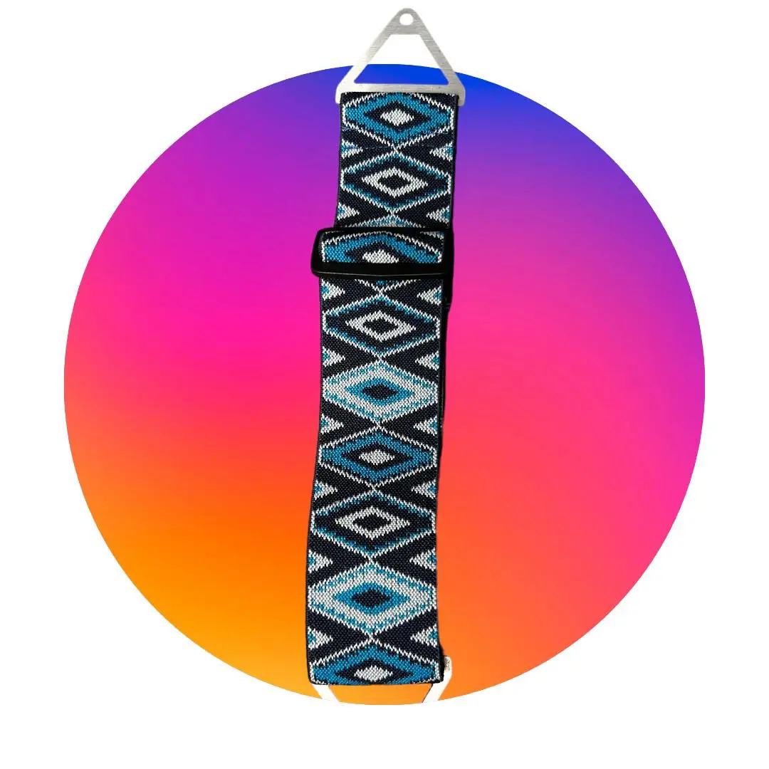 Bohemian Brand Pancake Elastic Band Replacement with Metal Side Clip in Blue Diamond Pattern for Most Pancakes Comfortable Fit