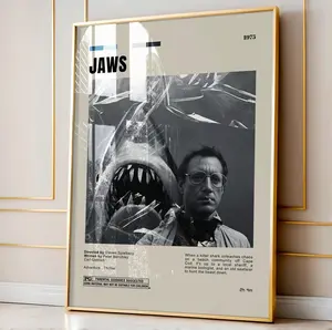 Jaws Movie Poster, Steven Spielberg, Minimal Movie Art, Retro Movie Poster, Midcentury Modern, Best Movies