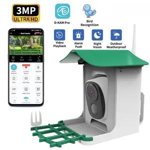 Smart Bird Feeder with Camera, 3mp HD Ai Recognition, Solar-Powered, Motion Detection, Customizable Birdhouse, Perfect Gift for Birdwatchers
