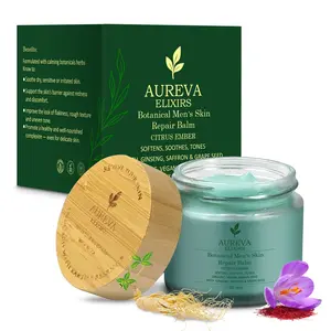 Aureva Elixirs Organic Men's Skin Repair Balm For Face Body & Décolleté. 97% Skin problems solving formula  Soothes Acne, Eczema, Sunburn, After Shave, Redness, itching, dark spots, Pigmentations with Sunscreen Ember Citrus Scent 2oz 60ml