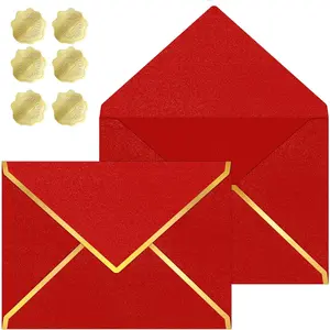 30 count 5 x 7 Inches A7 Envelopes with V Flap  Foil Border, for Office, Business Envelopes Colored Envelopes for , ,Wedding,Invitations, Graduation,  Shower (Red)