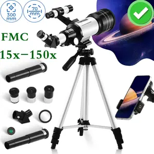 70mm aperture telescope, 300mm movable refracting telescope with multi-coating.