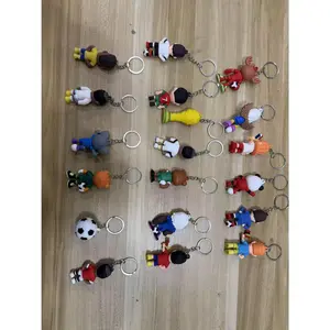 Cartoon 3D Soccer Football Keychain Pendant, Colorful PVC Bag Accessories, Car Keys