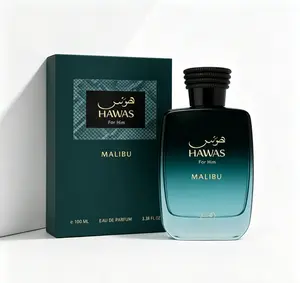 Hawas For Him Malibu Eau de Parfum for Men 3.38 fl. oz 100ml, Refreshing Tropical Citrus Fruity Fragrance, Long Lasting Daily Wear Perfume Spray