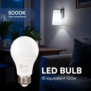 A19 LED Light Bulbs,100 WattEquivalent Daylight 5000K with E26Base,Efficient 15W,1500 Lumens Non-DimmableLED Bulbs,15000 Hours, Ideal for BedroomLiving Room