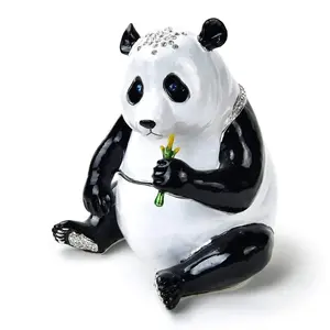 Panda Figurine Keepsake Box made with Crystals
