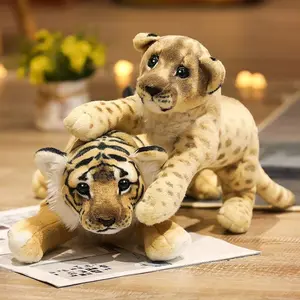 Tiger Lion Leopard Plush Toy Doll, Realistic Large Soft Stuffed Animal, Cute Hugging Pillow, Perfect Gift for Kids and Adults