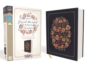 NIV, Journal the Word Bible for Women, Cloth over Board, Navy, Red Letter, Comfort Print: 500+ Prompts to Encourage Journaling and Reflection Hardcover – October 16, 2018