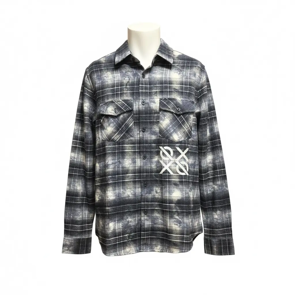 Navy 3M REFLECTIVE DISTRESSED & FROST WASHED FLANNEL — NO WEAPON FORMED®
