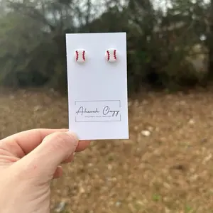 Polymer Clay Baseball Studs with Hypoallergenic Stainless Steel posts