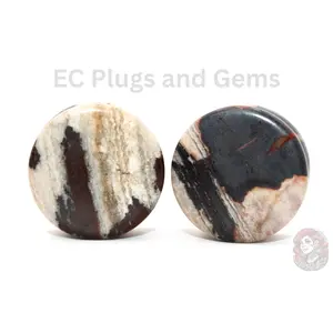 Genuine African Zebra Stone Double-Flare Body Jewelry Plugs, Balanced Pair of Fashion Costume Accessories, Balance