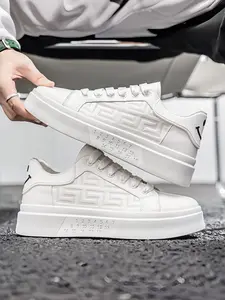 Mens Classic White Sneakers | Breathable Chunky Sole Shoes | Versatile Student & Casual Style