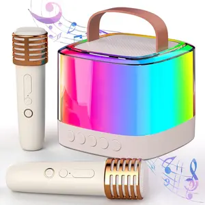 Karaoke Machine for Adults and Kids,Portable Karaoke Machine with 2 Wireless Bluetooth Microphones, Parties with Carrying Handle/Echo/Vocal Cut,Support TF/USB/AUX
