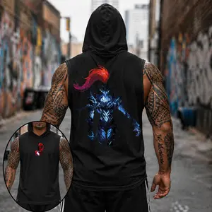[Vtg90s] 90s Graphic Sleeveless Hooded Tank Tops Men Vest Streetwear Outfits Men Vacation Outfits Sleeveless Shirt