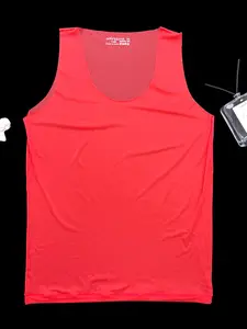 Transparent Sexy Men's Color Vest, Tank Top, Silk Smooth Four-Neck High Elastic Stretch Glossy Sports Underwear, Sleeveless Summer Breathable Base Layer