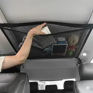 Universal Car Ceiling Storage Net for SUV & Sedan - Car Organizers, Heavy-Duty Anti-Slip Hooks, Durable & Breathable Interior Organizer. Maximize Space for Daily Driving & Long Road Trips.