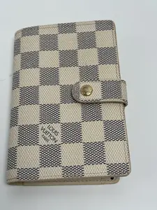 Pre-owned Louis Vuitton canvas Wallet Damier Azur Agenda PM Planner Cover SH469LV