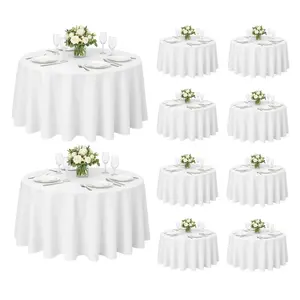 Craft And Party 10 Pack 120" Round Premium Tablecloth, Wrinkle Round Table Clothes, Washable Polyester Table Clothes Cover for Kitchen Dining, Wedding Birthday Party, Buffet Restaurant, Banquet