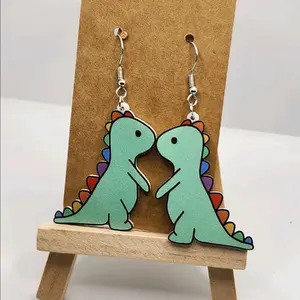 Dinosaur Earrings - Unisex Lightweight 3D Dinosaur Shape with Colorful Accents Hook Design Perfect for Fashion and Personal Style