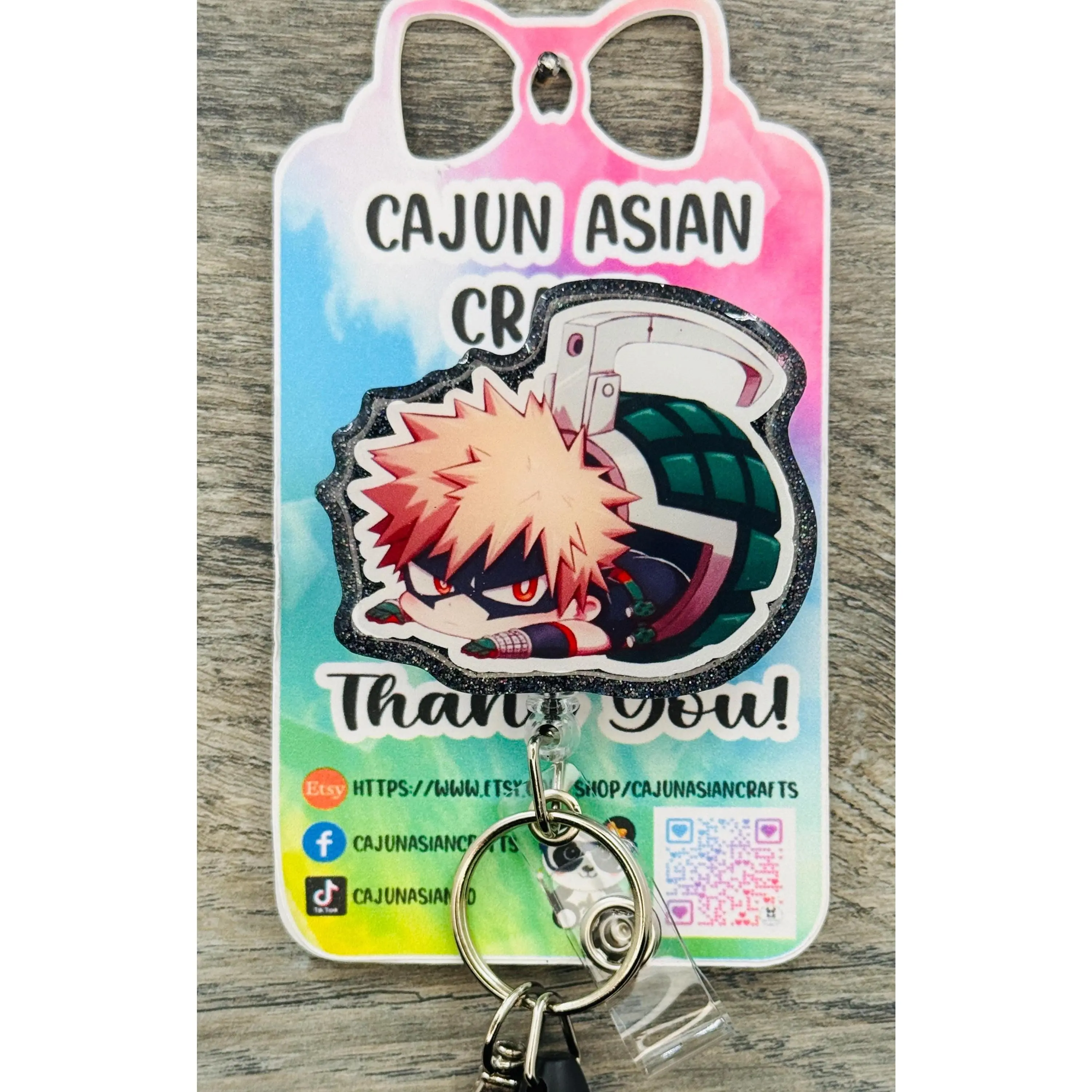 MHA Baku-Bomb Inspired Anime Badge Reel/ID Clip Retractable
