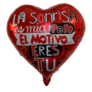 10inch Heart Balloon – "La Sonrisa es Mía, Pero el Motivo Eres Tú" – Love Gift for Valentine's Day, Weddings & Romantic Evenings