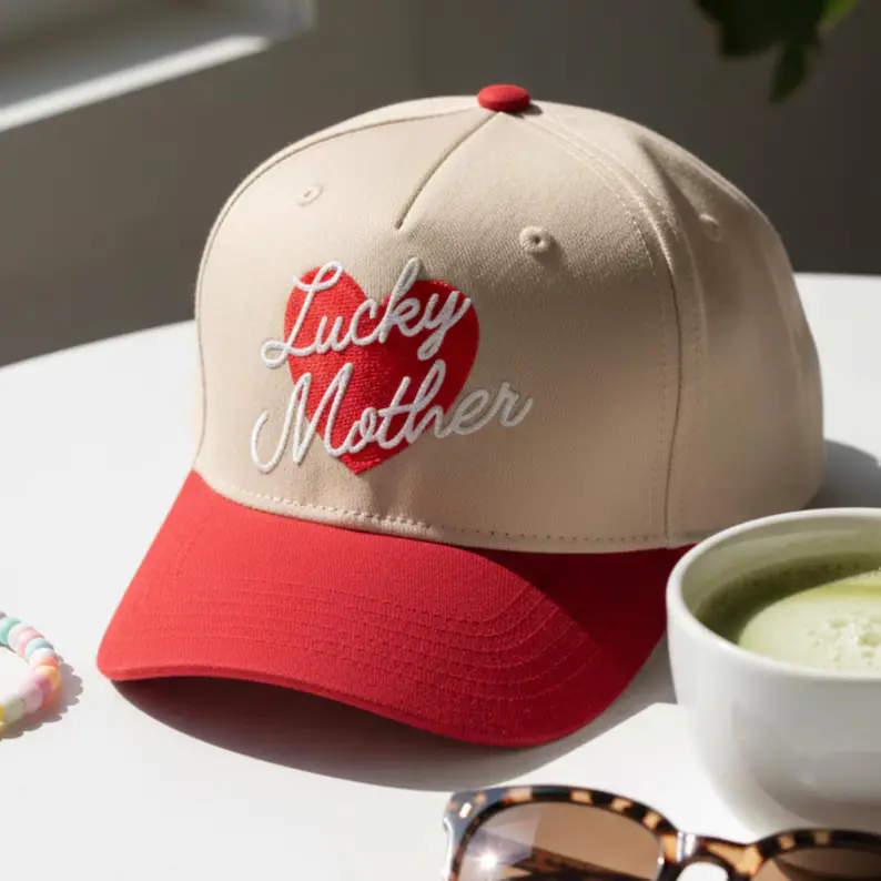 Embroidered Lucky Mother Heart Baseball Cap, Fashion Clothes Accessory for Daily Wear