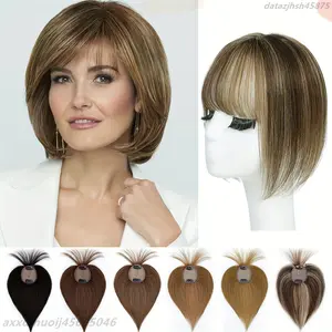 NEW Boost Your Confidence: 10-Inch Real Human Hair Clip-In Toppers with Bangs for Instant Volume & Thinning Coverage for Women