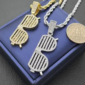 MaxBling81 Unisex Hip Hop Rope Chain Necklace - 4mm Rope Chains with Cubic Zirconia Pendant, 18in/20in/24in Sizes, Daily Wear Fashion Costume Jewelry Gift