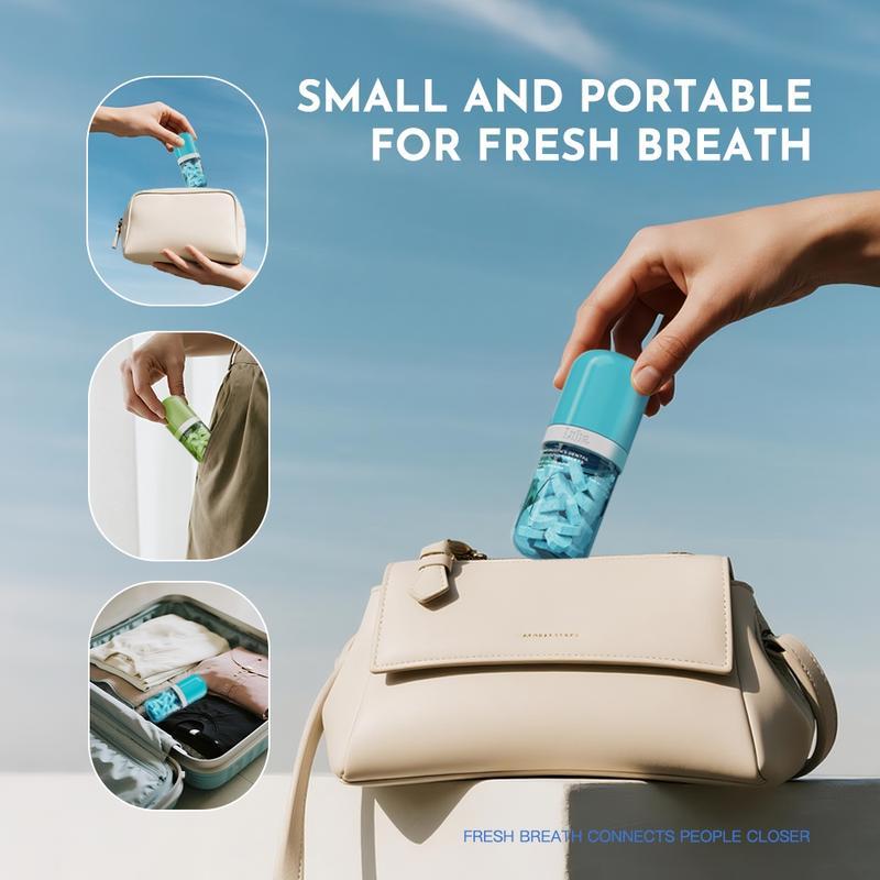 Probiotic Solid Toothpaste contains pearl powder, cleanses the mouth, whitens teeth, and provides long-lasting fresh breath.  Convenient for travel and everyday use. Fluoride-free and environmentally friendly.